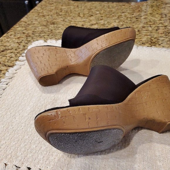 Pesaro Cork Wedge Platform Slip On Shoes Dark Brown ~ Size 7 1/2 - Picture 5 of 5